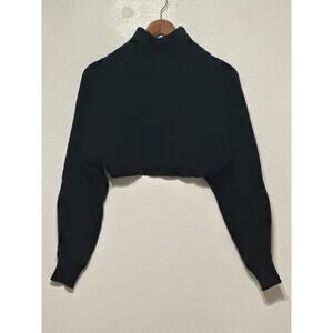L’Academie Cropped Wide Tunnel Turtleneck Sweater S Black Trendy Layering NYFW